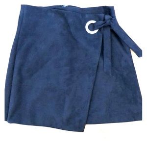 Loft navy suede wrap skirt